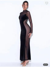 Load image into Gallery viewer, Paislee Black Velvet Long Sleeve Gown