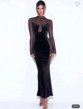 Load image into Gallery viewer, Paislee Black Velvet Long Sleeve Gown