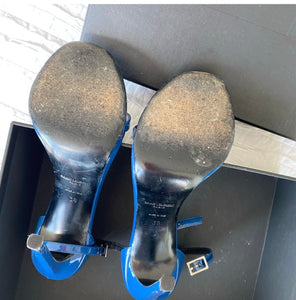 Cobalt Patent Leather Saint Laurent Sandals