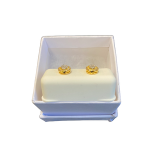 Modern Oval Gold CZ Stud Earrings
