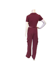 Load image into Gallery viewer, Ribbed Cargo Wide-Leg Pants Set