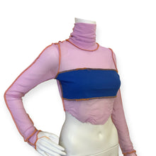 Load image into Gallery viewer, Princess Contrast Hight Collar Crop Top