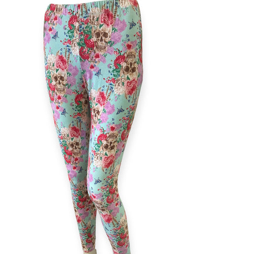 Floral Skull Print Leggings