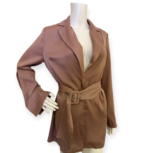 Elegant Blush Women's Belted Blazer