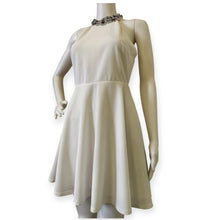 Load image into Gallery viewer, Lulus White Halter Neck Fit Rhinestone Flare Dress - Elegant Women's Party Dress