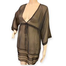 Load image into Gallery viewer, Sheer Black and Tan Swim Cover-Up