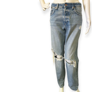 Classic Blue 90s Boyfriend Distressed Women's Jeans