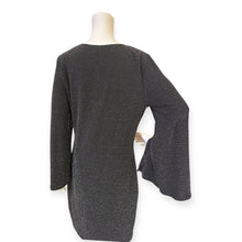 Load image into Gallery viewer, Black Glitter V-Neck Dress