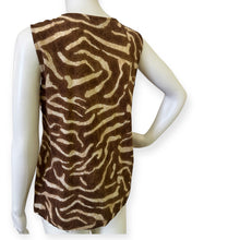 Load image into Gallery viewer, LRL Ralph Lauren Brown Animal Print Ruffled V-Neck Sleeveless Top