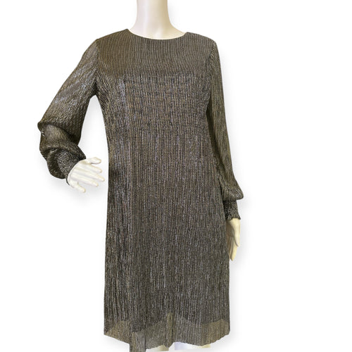 Elegant Foil Metallic Long Sleeve Dress