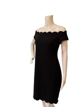 Load image into Gallery viewer, Premier Amour Black Off-Shoulder Scallop Hem Dress