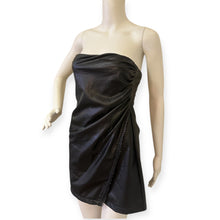 Load image into Gallery viewer, Elegant Black Faux Leather Strapless Dress