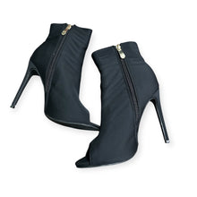 Load image into Gallery viewer, Open Toe Black Stiletto Ankle Boots