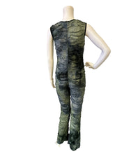 Load image into Gallery viewer, Textured Sleeveless Distressed Flare Pant Jumpsuit
