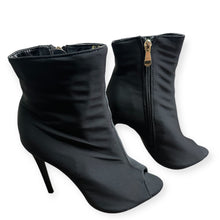 Load image into Gallery viewer, Open Toe Black Stiletto Ankle Boots