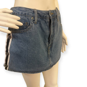 Denim Mini Skirt with Button Detail