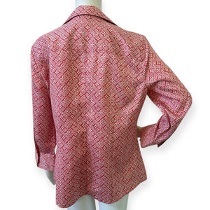 Red Geometric Patterned Button-Up Shirt