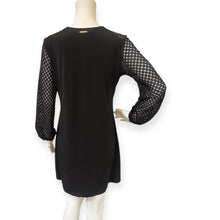 Load image into Gallery viewer, MK Elegant Black Dress with crochet design Sleeves