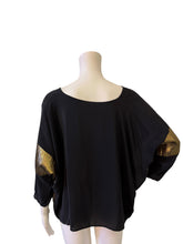 Load image into Gallery viewer, Amanda UpRichard Black Top with Gold Accent Sleeves