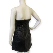 Load image into Gallery viewer, Elegant Black Faux Leather Strapless Dress