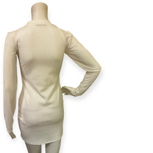 Load image into Gallery viewer, Ribbed Long-Sleeve Zip Front White Mini Dress