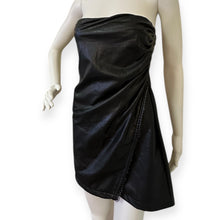 Load image into Gallery viewer, Elegant Black Faux Leather Strapless Dress