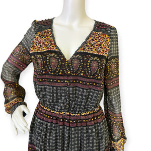 Lucca Couture Chic Patterned Maxi Dress with Long Sleeves