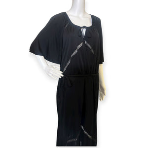 Scott Barrie Elegant Black Dress with Sheer Accents