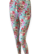 Load image into Gallery viewer, Floral Skull Print Leggings