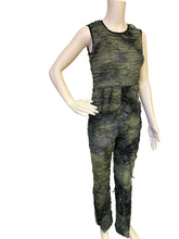 Load image into Gallery viewer, Textured Sleeveless Distressed Flare Pant Jumpsuit