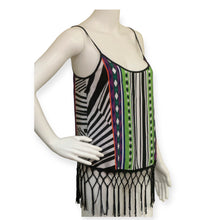 Load image into Gallery viewer, Bisou Bisou Womens Cropped Top Fringe Multicolored