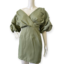 Load image into Gallery viewer, Sage Green Off The Shoulder Ruched Bodycon Dress