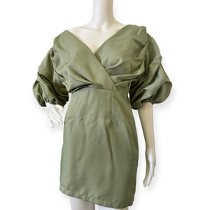 Sage Green Off The Shoulder Ruched Bodycon Dress