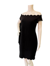 Load image into Gallery viewer, Premier Amour Black Off-Shoulder Scallop Hem Dress