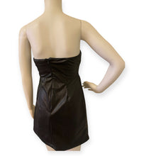 Load image into Gallery viewer, Elegant Black Faux Leather Strapless Dress