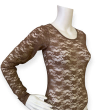 Load image into Gallery viewer, Elegant Brown Lace Long Sleeve Leotard