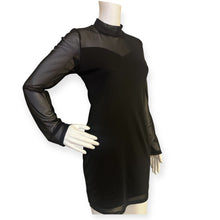 Load image into Gallery viewer, Black Sheer Shinestar Panel Long Sleeve Dress
