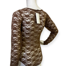 Load image into Gallery viewer, Elegant Brown Lace Long Sleeve Leotard