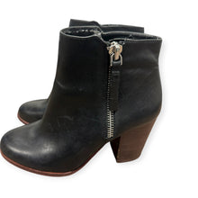 Load image into Gallery viewer, Gianni Bini Chellie Black Leather Ankle Boots with Wooden Heel