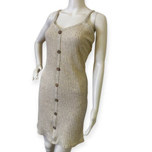 Load image into Gallery viewer, Ribbed Button Front Knit Slip Dress in Light Heather Gray