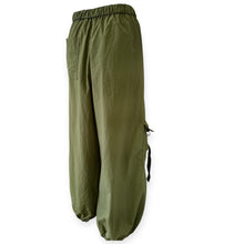 Load image into Gallery viewer, Olive Green Elastic Waist Cargo Pants