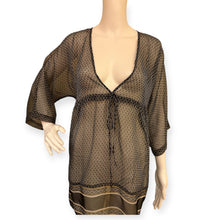 Load image into Gallery viewer, Sheer Black and Tan Swim Cover-Up