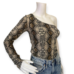 Snake Print One-Shoulder Top