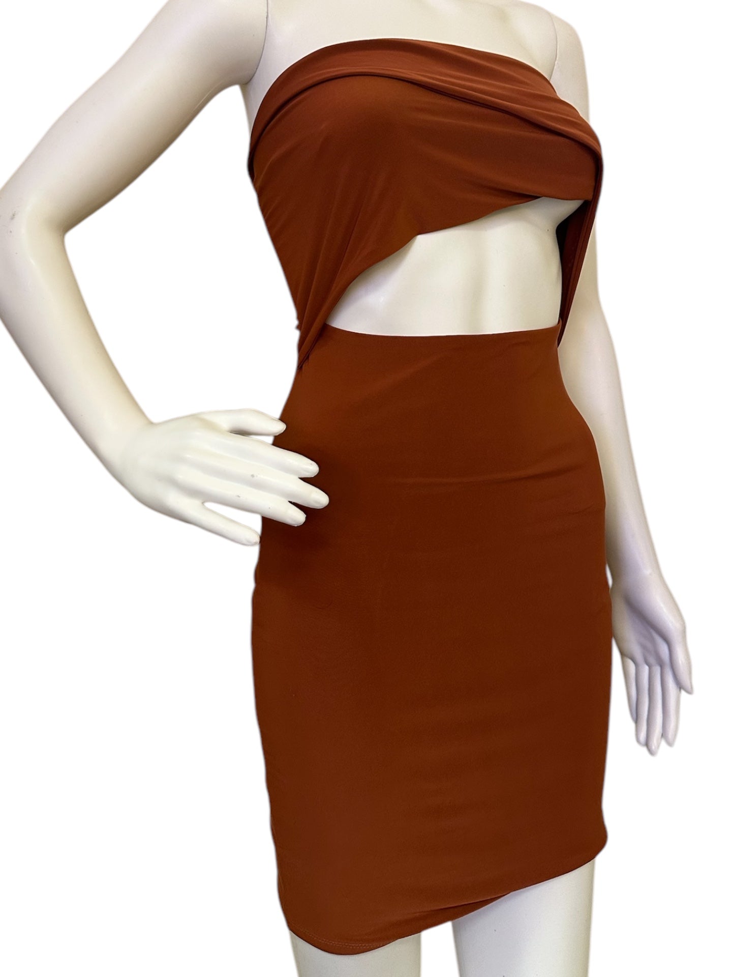 papaya bodycon dress Papaya Dress NEW Tan & Black Mesh Cutouts Bodycon Stretch NWT SZ S