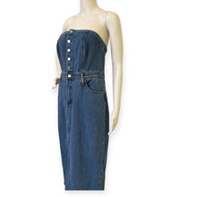 Load image into Gallery viewer, Button Front Denim Tube Dress