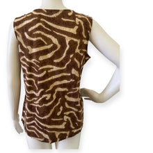 Load image into Gallery viewer, LRL Ralph Lauren Brown Animal Print Ruffled V-Neck Sleeveless Top