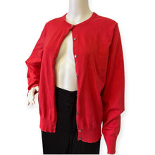 Load image into Gallery viewer, Women&#39;s Crew Neck Cardigan Sweater Red Button-Up