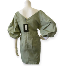 Load image into Gallery viewer, Sage Green Off The Shoulder Ruched Bodycon Dress