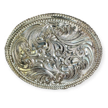 Load image into Gallery viewer, Cultured Cowboy Crumrine Western Silver Scroll Belt Buckle