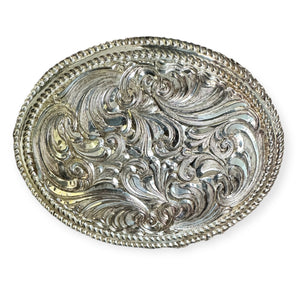 Cultured Cowboy Crumrine Western Silver Scroll Belt Buckle